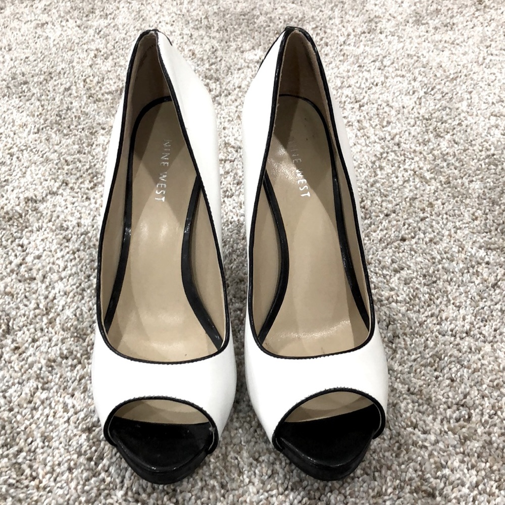 Nine West White Open Toe High Heels